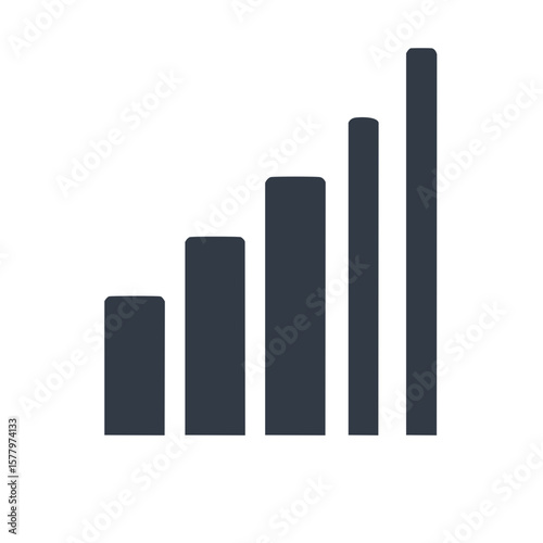Abstract Signal Strength Graph Representing Connectivity with Bars Showing Increased Strength Levels in a Vertical Format for Web Use