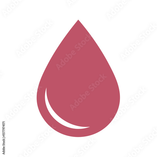 Crimson Drop Symbol: Simple Icon of Liquid, Blood, or Moisture, Falling, Dripping - Red and White Medical Illustration