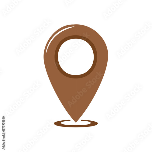 Brown Location Pin Pointing Vector Icon Graphic