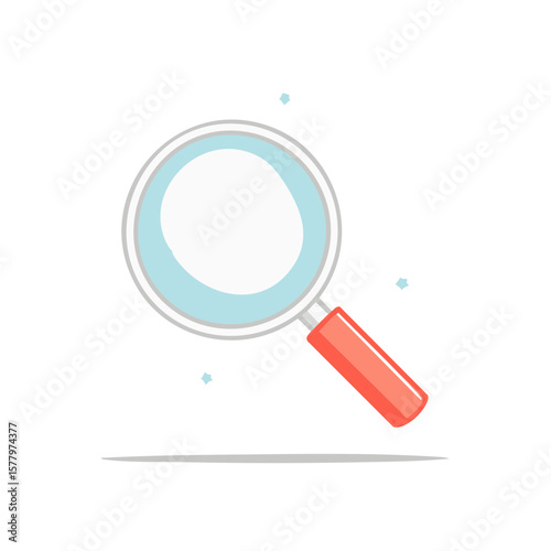 Magnifying Glass Illustration with Red Handle for Search Information Details