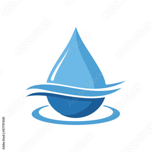 Stylized Water Drop Symbol with Wave Accent for Branding or Environmental Concepts