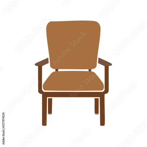 Upholstered armchair illustration, brown furniture, upholstered seat, upholstered back, with armrests
