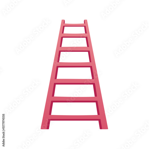 Tall Pink Ladder Concept for Growth Opportunity Reaching Goals and Success