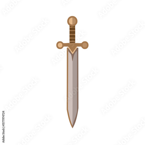 Isolated Illustration of a Sword with Ornate Hilt and Long Blade Design Medieval Warrior Armament