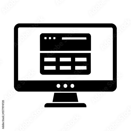 Desktop Computer Displaying Software Interface Icon Illustration for Applications and Technologies