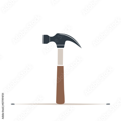 Illustration of a hammer with a wooden handle and a steel head