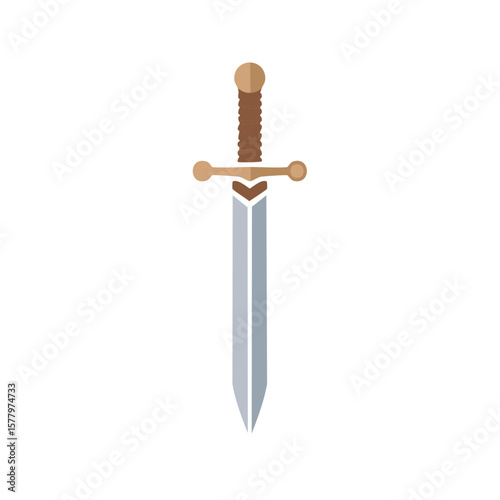 Medieval Sword Isolated on White Simple Flat Vector Illustration Concept