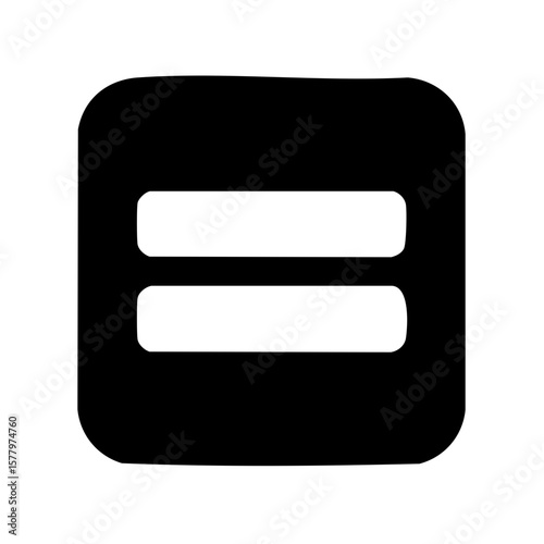 Equal Sign in Rounded Square a Black and White Illustration of Mathematical Symbol