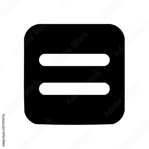 Equals Sign Icon with Rounded Edges Represents Mathematical Equivalence and Logical Comparison in a Simple Black and White Design
