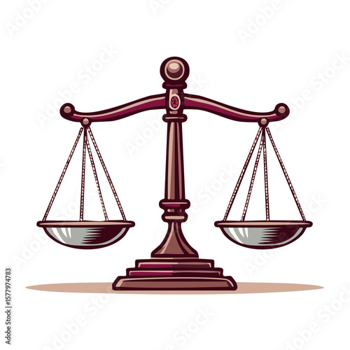 Ornate Balance Scale Illustrating Law Justice and Equality in Vector Illustration