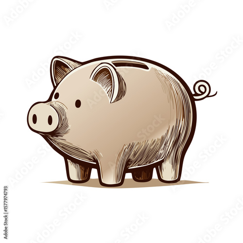Piggy Bank Illustration Saving Money for Finance and Economy Concepts
