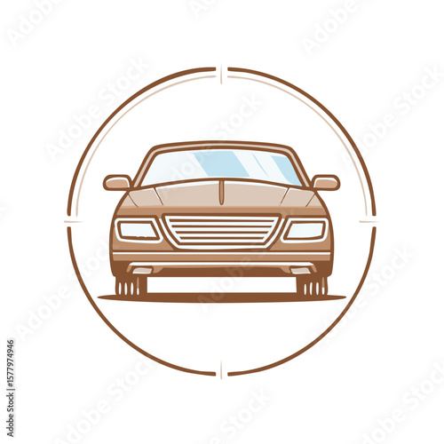 Front View of Car in Brown Color Palette with Target Circle Design Element