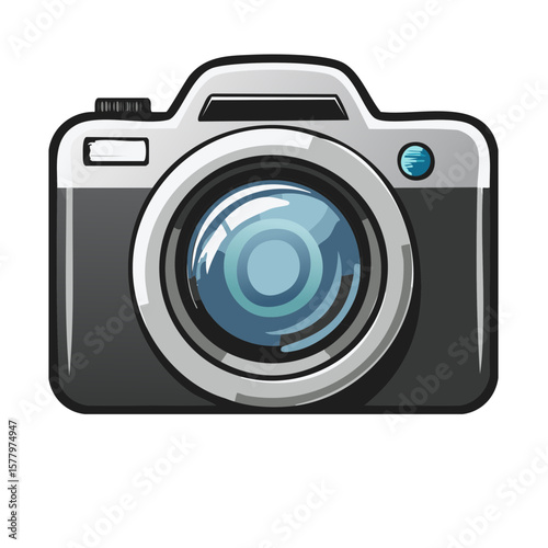 Sleek and Modern Camera Illustration with Reflective Lens for Photography Enthusiasts and Creative Projects