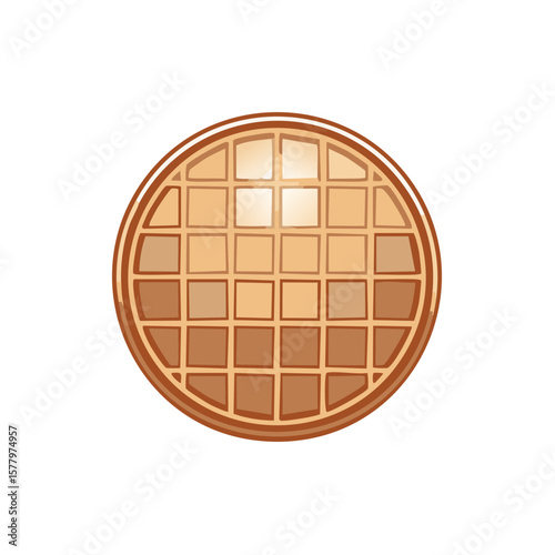 Cartoon style waffle with a crispy texture and golden brown color for a delicious breakfast