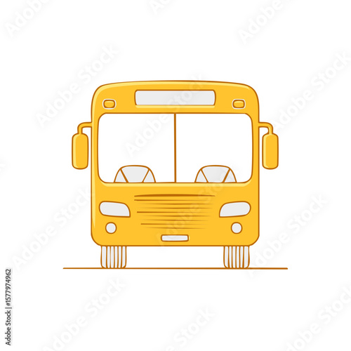 Yellow bus front view vector illustration public transport vehicle design