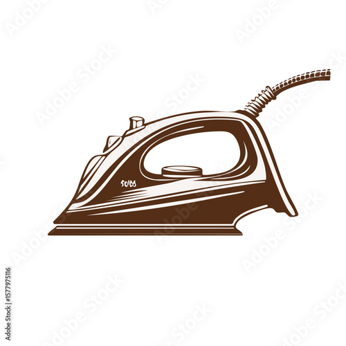 Brown Ironing Iron, Housekeeping Appliance, Domestic Equipment for Ironing Clothes