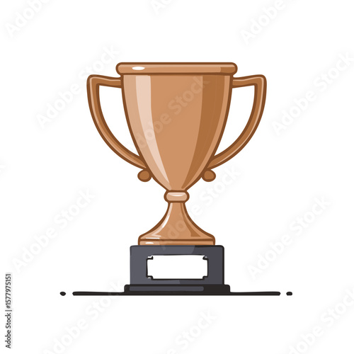 Bronze Trophy Illustration on a Black Base Isolated on White