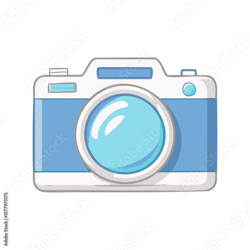 Stylized Blue Camera Illustration Photographing Lens Object Equipment Device Photography Images