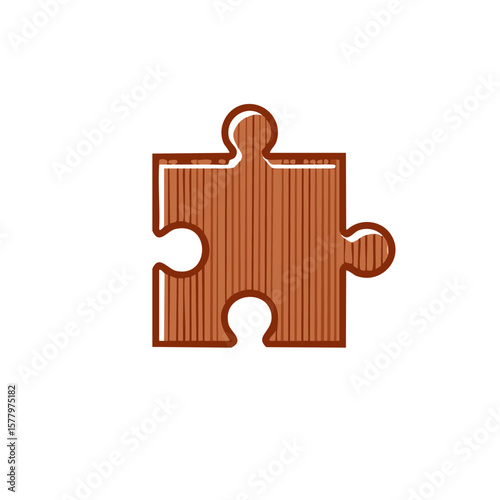 Brown Puzzle Piece Concept with Vertical Lines Pattern for Problem Solving