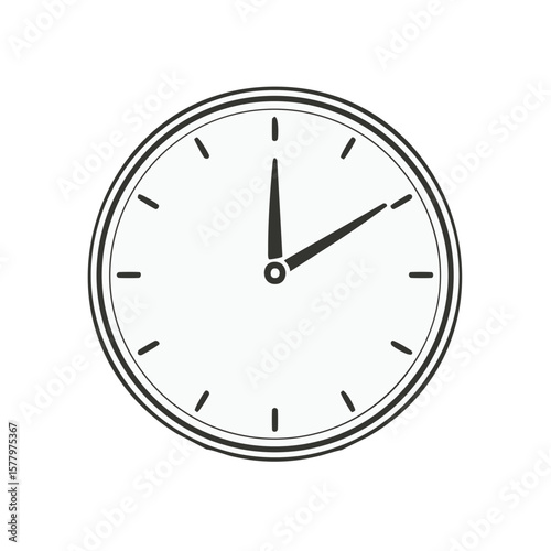 Round Clock Face Shows Two O'Clock Minimalist Design Illustration Time Concept