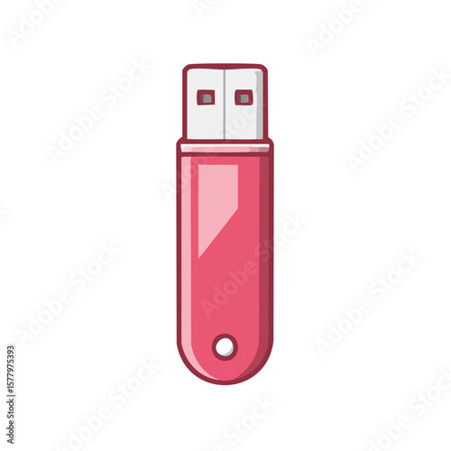 Pink USB Flash Drive for Data Storage and Transfer Simple Icon Illustration