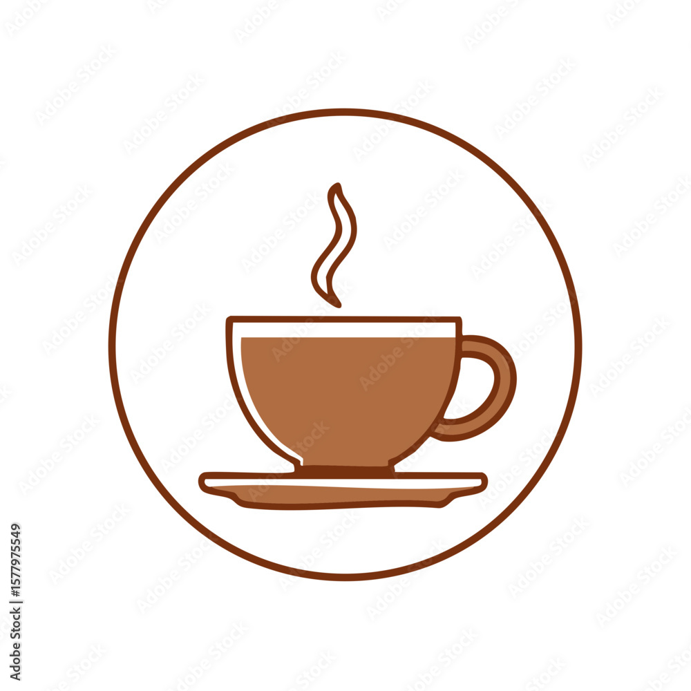Obraz premium Coffee Cup Icon, Hot Drink, Minimalist Brown and White Illustration, Cafe Beverage, Flat Vector Design