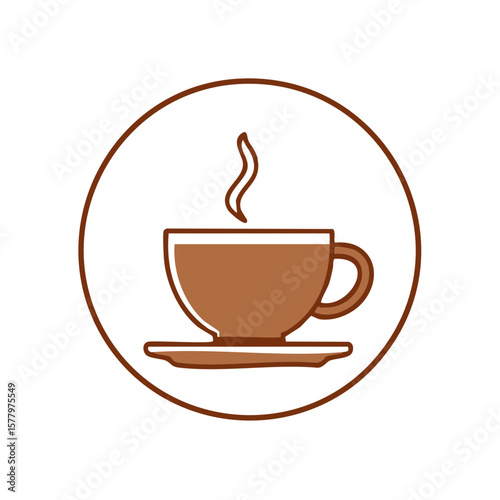 Coffee Cup Icon, Hot Drink, Minimalist Brown and White Illustration, Cafe Beverage, Flat Vector Design