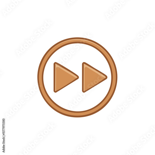 Forward button in circular frame for user interface and media player controls representing advancing or proceeding quickly
