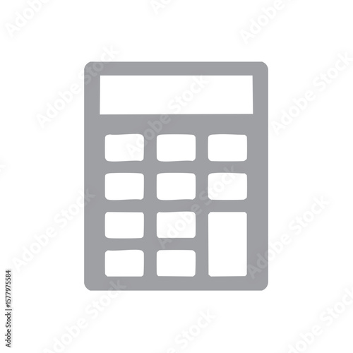 Simple gray calculator icon on white representing finance, accounting, mathematics or calculation