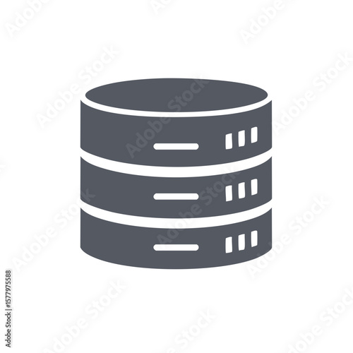 Abstract server data base stack, server disk array symbol, server data storage