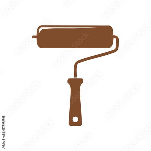 Brown Paint Roller Silhouette Illustrating Home Improvement Projects and Painting Tasks