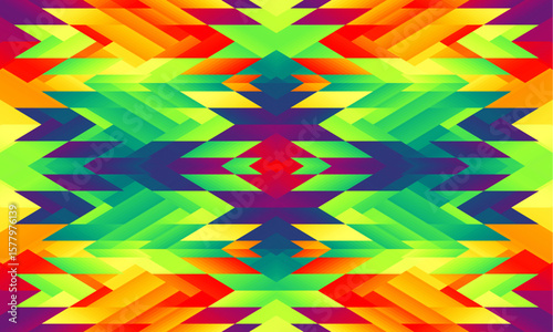 Funky Aztec diamonds bold pink yellow Raster Pattern. Colorful tribal geometrics in neon colors, yellow, pink, teal, blue seamless vector