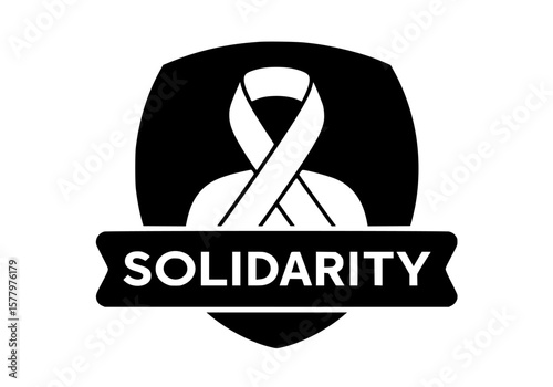 Solidarity symbol with ribbon and shield logo design