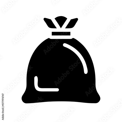Trash Bag Pictogram Waste Icon in Minimalist Style

