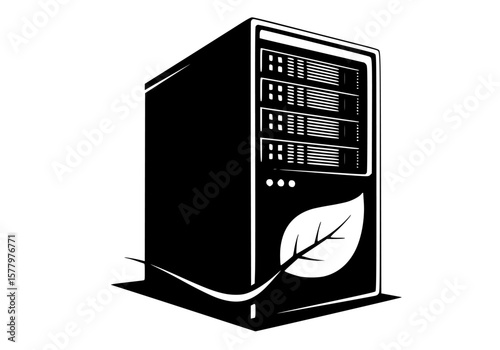 Server illustration highlights green technology and eco friendly data storage solutions for the future.