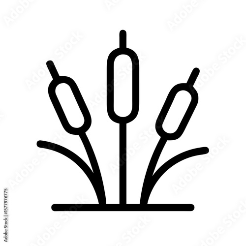 Reeds Plant Pictogram Nature Icon in Minimalist Style

