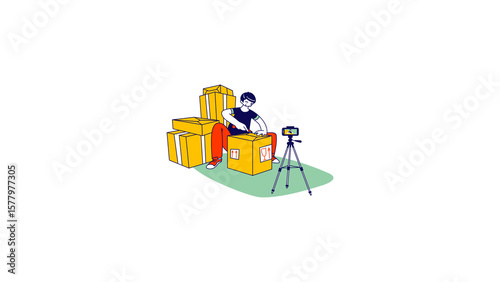 Influencer Recording Vlog Illustration - Transparent PNG