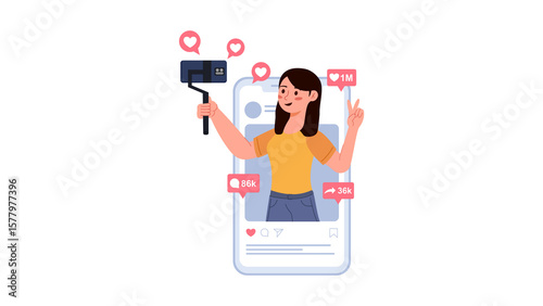 Influencer Recording Vlog Illustration - Transparent PNG