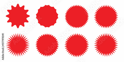 Set of red price sticker, sale or discount sticker, sunburst badges icon.Special offer price tag.Starburst pop art.starburst icon with sparkles. simple shining stal. 
