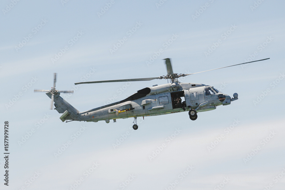 Fototapeta premium military maneuvers. Infantry, aviation and navy landing 