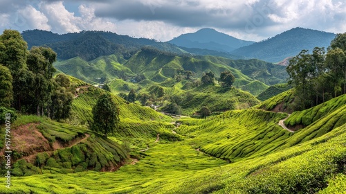 Wallpaper Mural Lush tea plantation landscape Torontodigital.ca