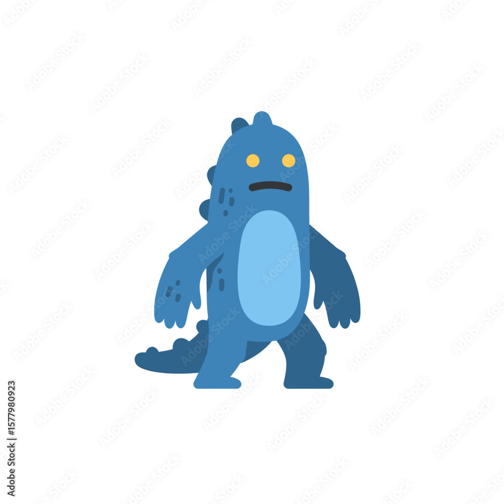 Naklejka premium Blue Swamp Monster Standing Icon Full Body Simple Design