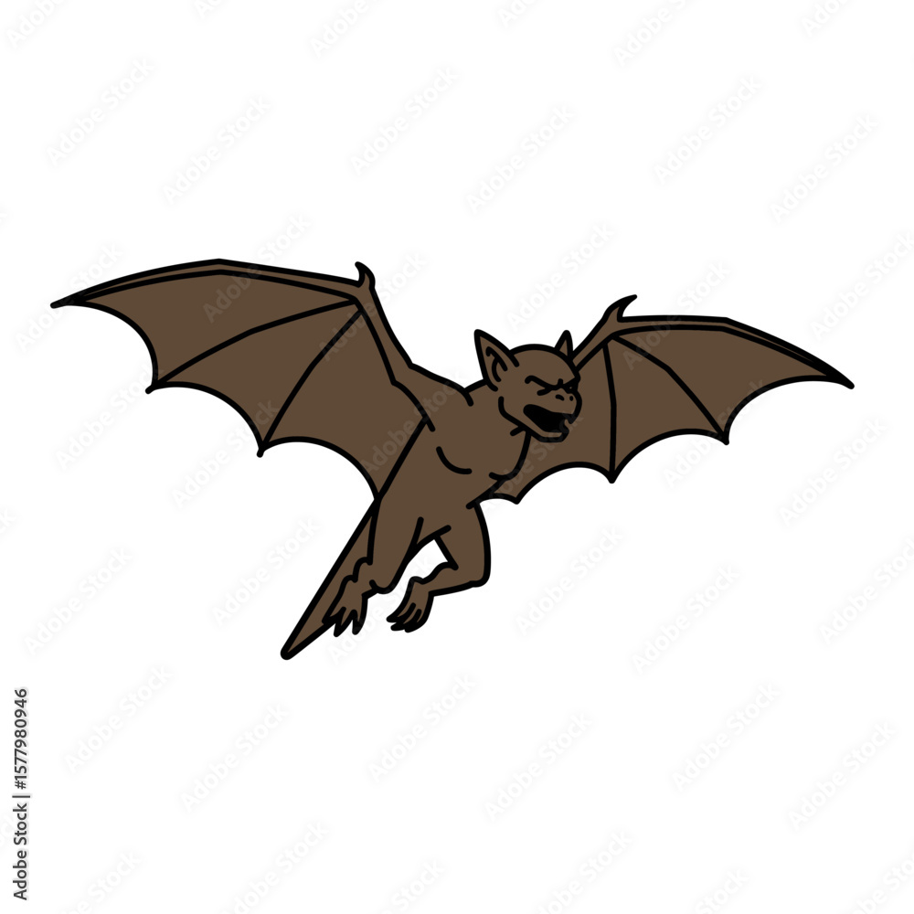 Fototapeta premium Gargoyle Flying Symbol Brown Flat Icon Clear Halloween Design
