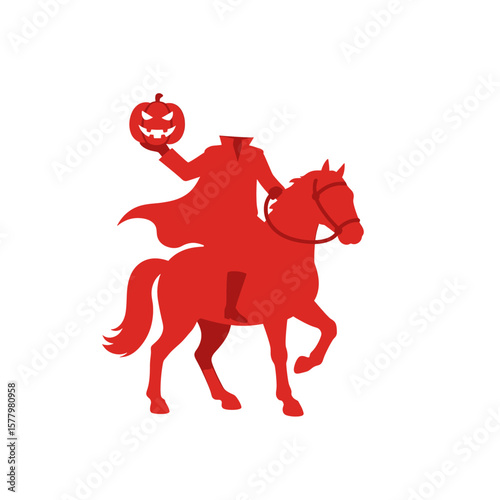 Headless Horseman Pumpkin Symbol Red Flat Icon Clear Halloween Design
