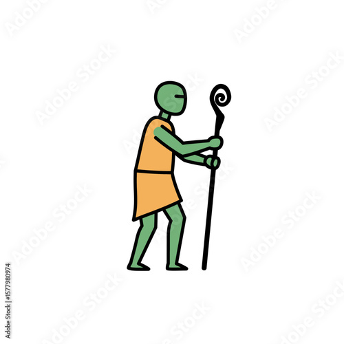 Green Witch Doctor Ritual Icon Full Body Simple Design