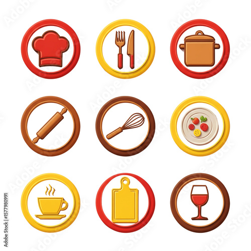 Culinary Symbols with Kitchen Utensils and Dishes