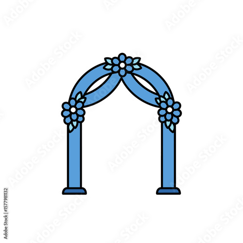 Wedding Arch Symbol Blue Flat Icon Clear Ceremony Design