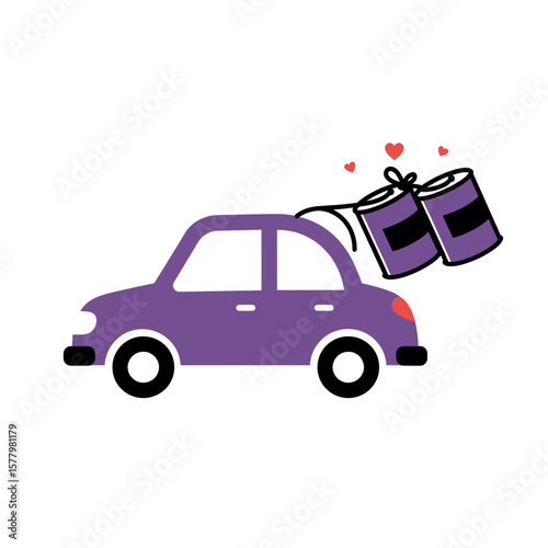 Wedding Car Symbol Purple Flat Icon Clear Celebration Design