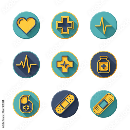 Medical Icon Set with Healthcare and Wellness Symbols