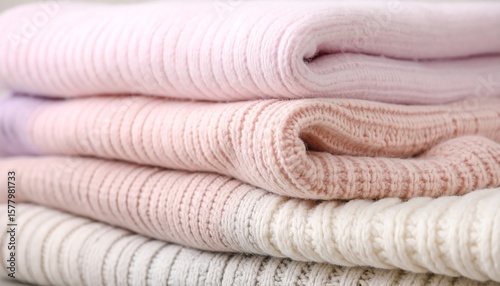 Stacked knit sweaters in pastel colors (1)